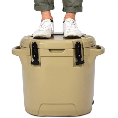 Contenedores de transporte de alimentos aislados rotomoldeados de 25L, caja enfriadora profesional para acampada y uso médico