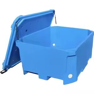 Caja de refrigeración de hielo de plástico aislada de 1000L ¥ Contenedor de almacenamiento de mariscos de gran capacidad moldeado por rotación