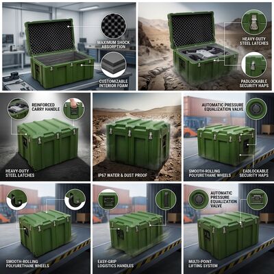 IP67 Caja de herramientas impermeable de molde rotativo EPDM junta sellada LLDPE Almacenamiento de equipos portátiles para servicio de campo en exteriores marinos
