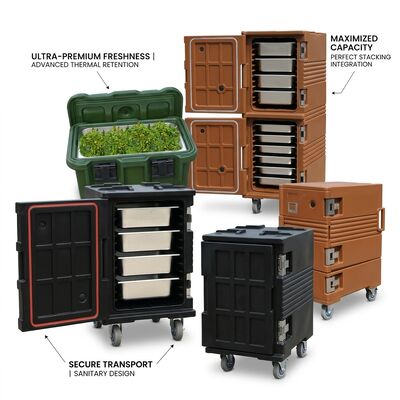 Cargador de alimentos de molde rotativo 95L de grado militar panela aislada de alimentos caja de transporte cargador de panelas GN pesado