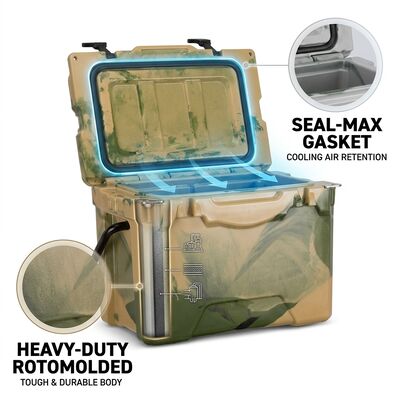 Nevera portátil Rotomolded de 38L, cofre de hielo para exteriores, a prueba de fugas, con tapón de drenaje, nevera para picnic familiar