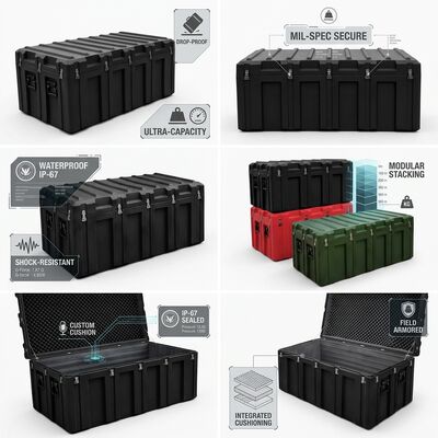 Caja de herramientas rotomoldeada de alta resistencia de 1500 mm, a prueba de agua IP65, a prueba de golpes, para almacenamiento de equipo militar de LLDPE