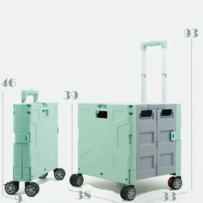 6 ruedas que suben el carro de la compra plástico con Seat Mini Folding Hand Luggage Cars
