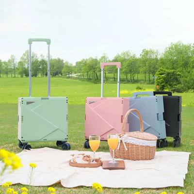 6 ruedas que suben el carro de la compra plástico con Seat Mini Folding Hand Luggage Cars