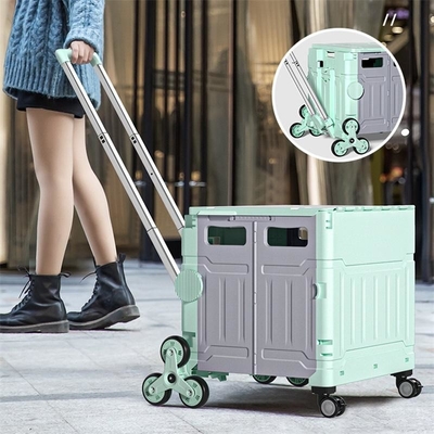 Carretilla rodante portátil plegable de las compras de la caja de la rueda del cajón con el desgaste de la tapa - resistente