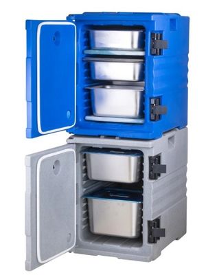 Porta alimentos aislado azul con asas de nailon