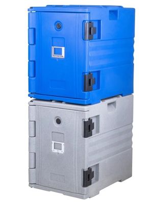 Porta alimentos aislado azul con asas de nailon