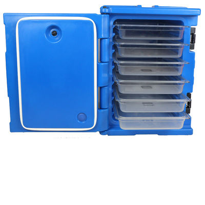 Contenedor industrial de transporte de comida caliente de 100L con válvula de drenaje, caja de catering de cuatro ruedas aislada con LLDPE