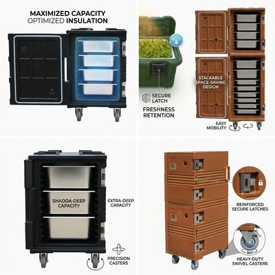 Caja de comidas pesada 105L reforzada rotomolded aislado transportador de alimentos con base de carretilla elevadora de grado naval
