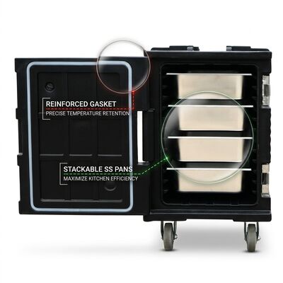 Cargador de alimentos de molde rotativo 95L de grado militar panela aislada de alimentos caja de transporte cargador de panelas GN pesado