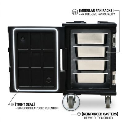 Catering Food Pan Carrier 65L Caja térmica aislada de carga superior para servicio profesional de banquetes de eventos