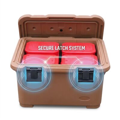 Carga frontal Contenedor aislado de transporte de alimentos de 50L con cerraduras de nylon Caja de catering de moldeo giratorio