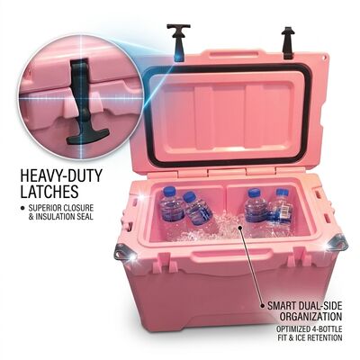 Caja de refrigerador de 28L de molde rotativo portátil de caja de hielo exterior de grado alimenticio LLDPE