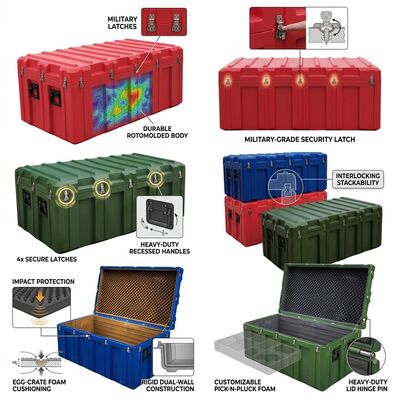 Caja de herramientas rotomoldeada de alta resistencia de 1500 mm, a prueba de agua IP65, a prueba de golpes, para almacenamiento de equipo militar de LLDPE