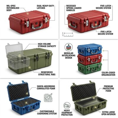 Caja de herramientas rotomoldeada de alta resistencia de 1500 mm, a prueba de agua IP65, a prueba de golpes, para almacenamiento de equipo militar de LLDPE