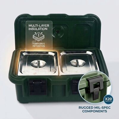 Caja militar apilable de transporte de alimentos de 110 litros para la adquisición de raciones a granel de defensa