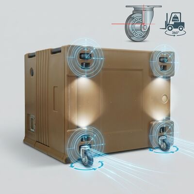 Insulated Food Delivery Box 120L Commercial Hot Meal Transport Carrier PE Rotomolded GN Pan Cabinet 610x420x800mm
